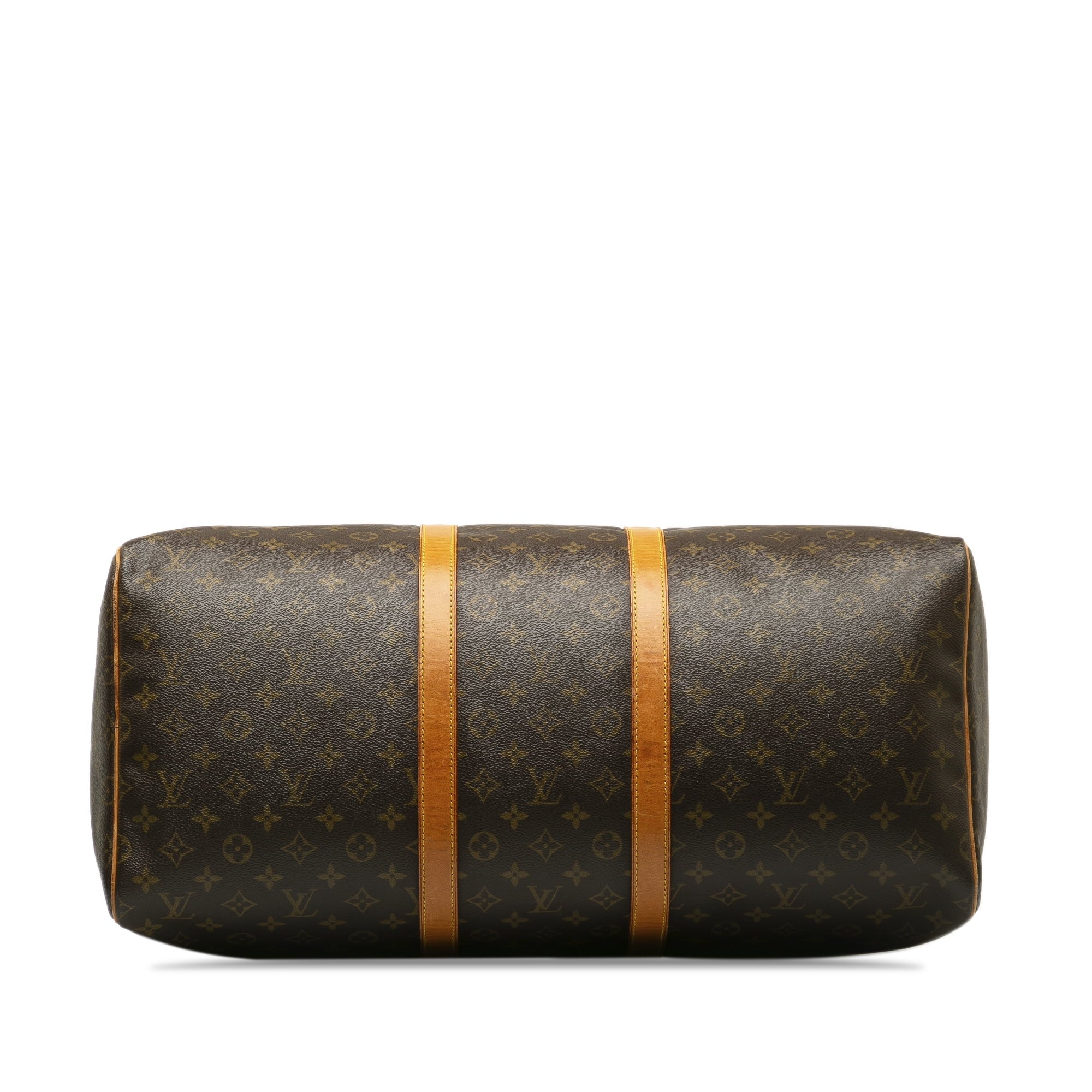Pre-Owned Authenticated Louis Vuitton Monogram Keepall 55 Canvas Brown Travel Bag WeekenderBag Unisex (Fair)