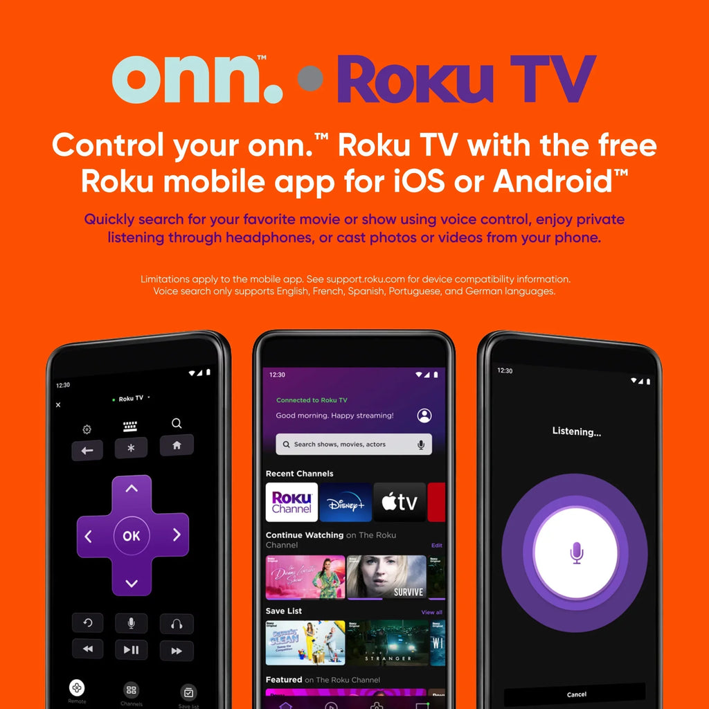 onn. 40” Class  (1080P)  Roku Smart  (100097810)
