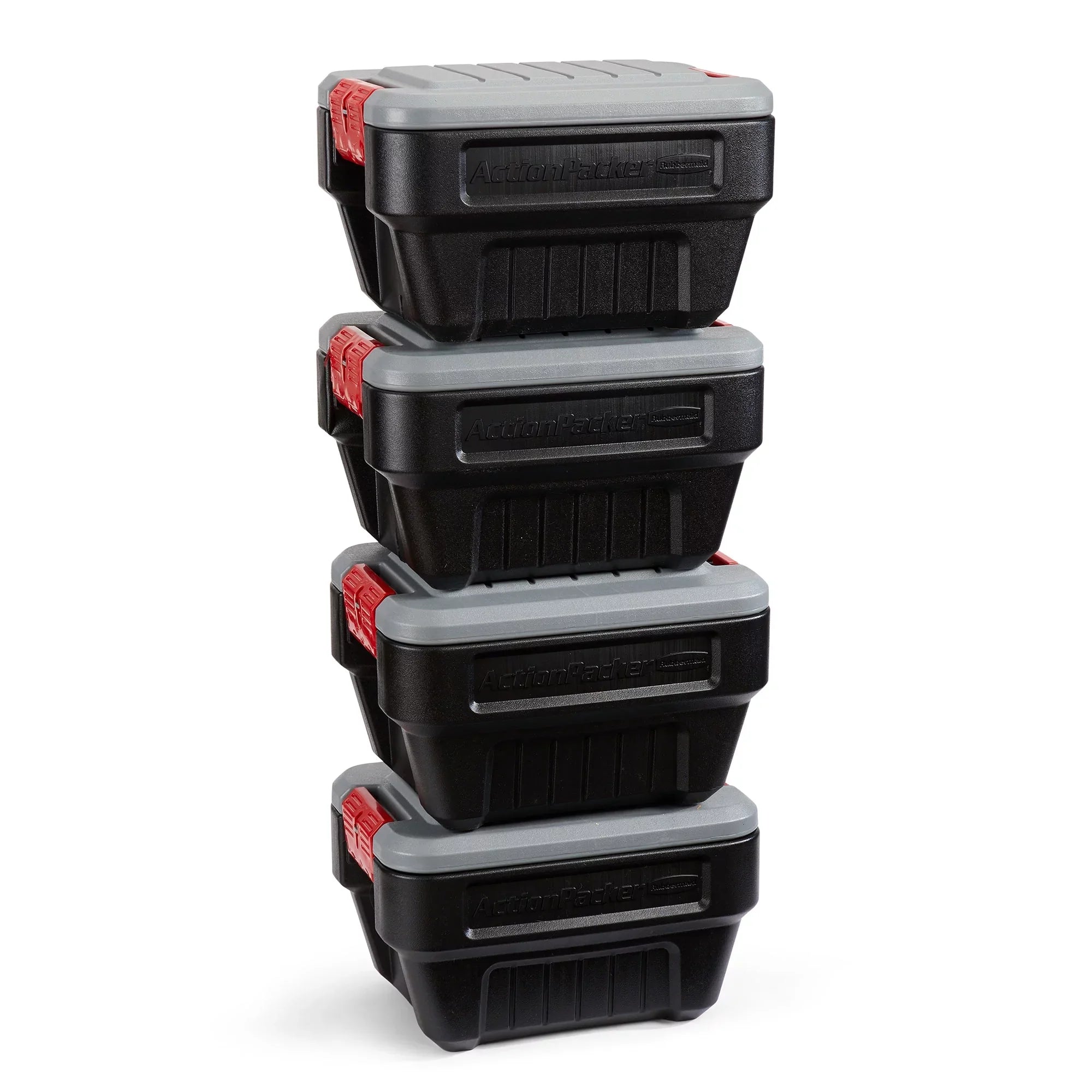 Rubbermaid 8 Gallon Lockable Latch Plastic Storage Container Box (4 Pack)