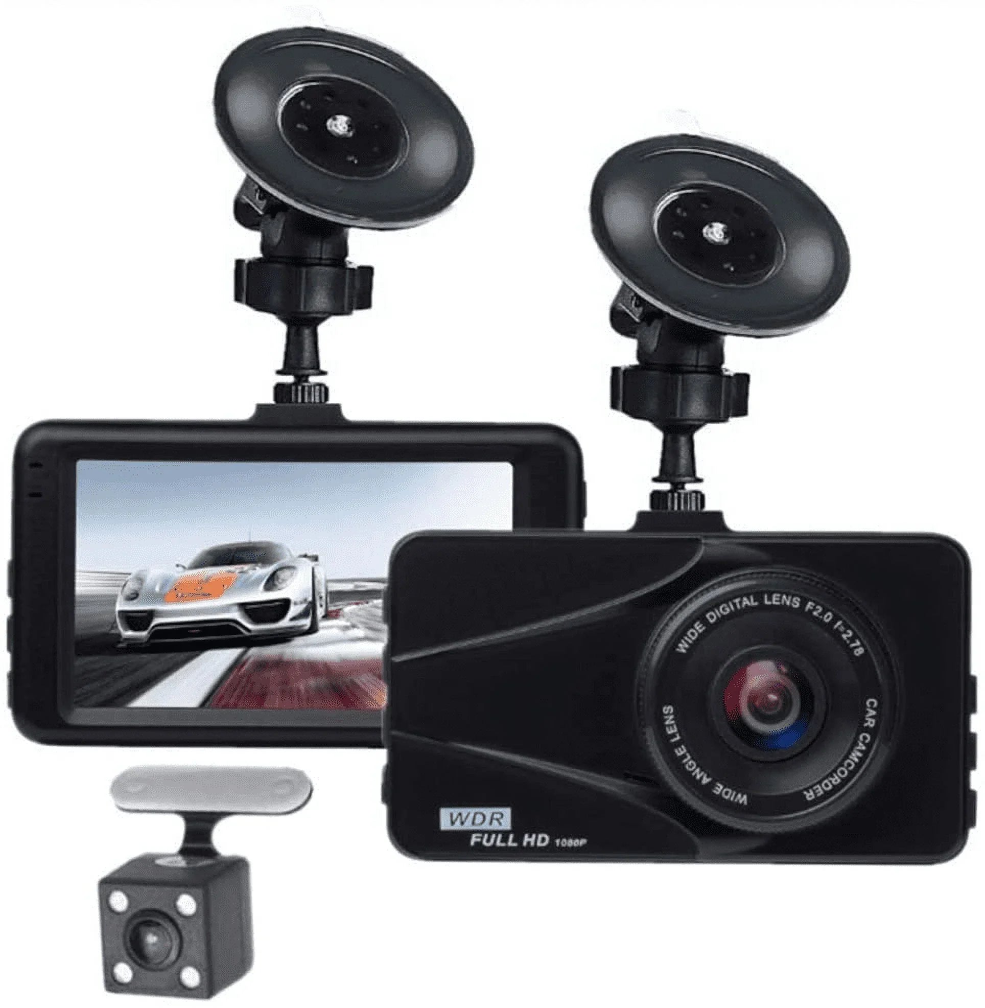 Plus  Dash Cam For  Dual Travel Recorder Full  3"  Screen 170° Wide Angle, , -Sensor, Loop Recording Motion Detection Excellent Video Images