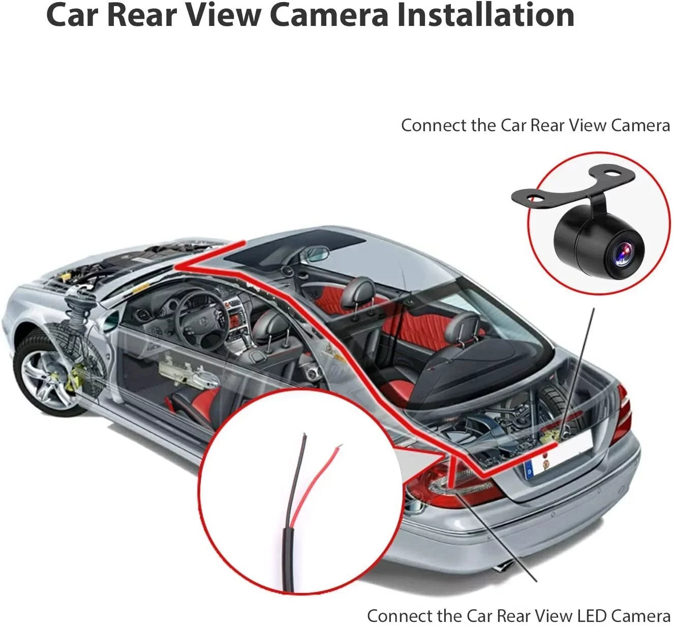 Backup Camera Frame License Plate  Night Vision Rear View 170° Angle Waterproof Compatible with Clarion, Dual, , Jensen, Stinger, Pioneer, SoundStream, Sony, Kenwood, , Rockford