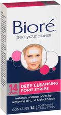 Biore Combo Pack Deep Cleansing Pore Strips Face/Nose 14 ea (Pack of 6)