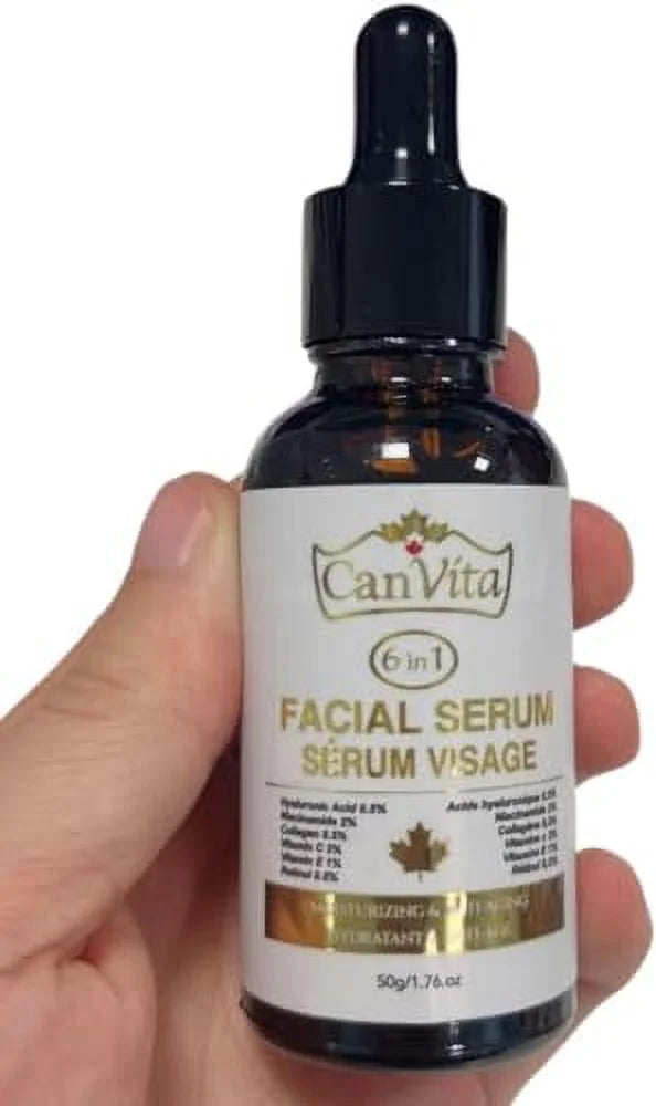 Moisturizing 6 in 1 Face Serum with Hyaluronic Acid, Retinol, Niacinamide, Vitamin  and Vitamin  - Serum for Face - Anti Aging Serum, Skin Clearing, Brightening Serum for Dark Spots