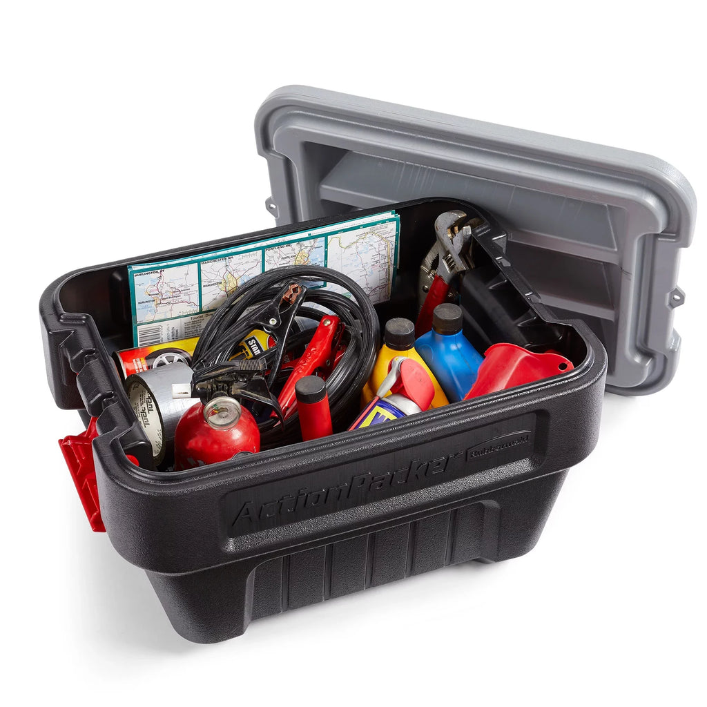 Rubbermaid 8 Gallon Lockable Latch Plastic Storage Container Box (4 Pack)