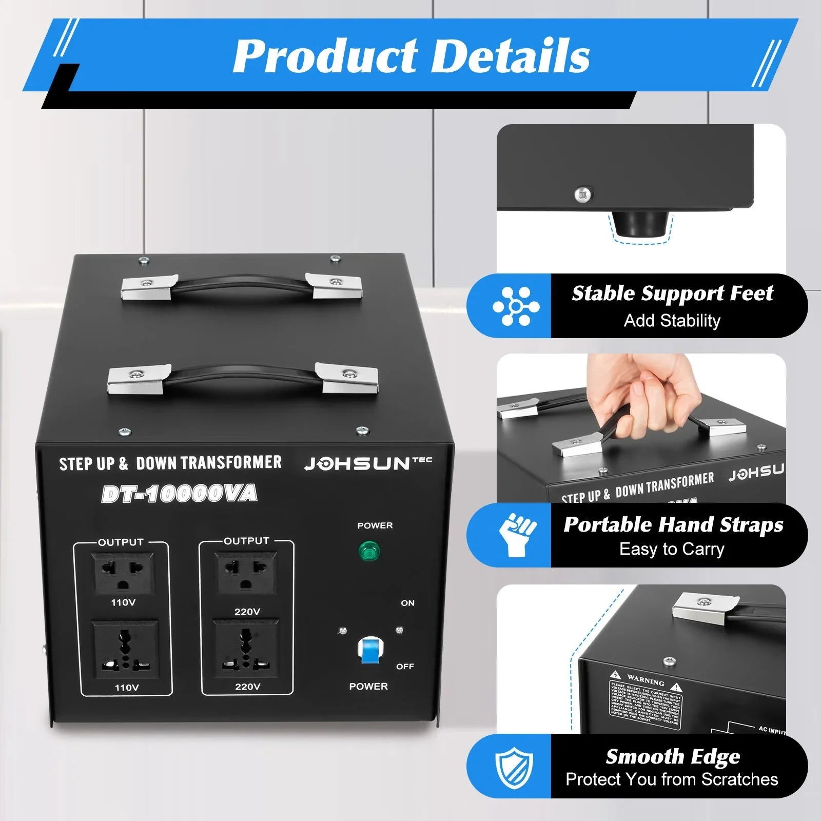 Wuzstar Electric Voltage Converter Transformer Heavy Duty Step Up Step Down 110V to/from 220V Converter