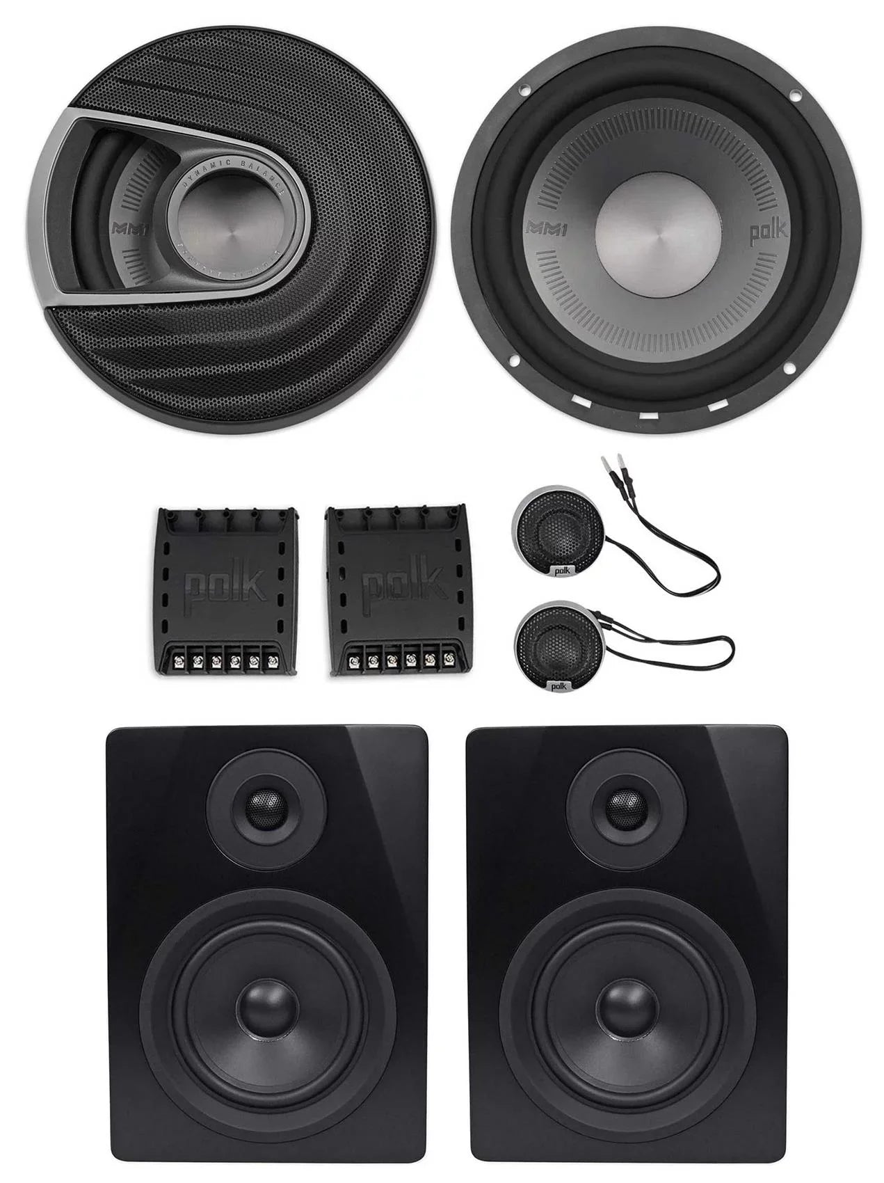 Polk Audio  6.5” 750w Component Car Speakers+Free Powered Monitor Speakers