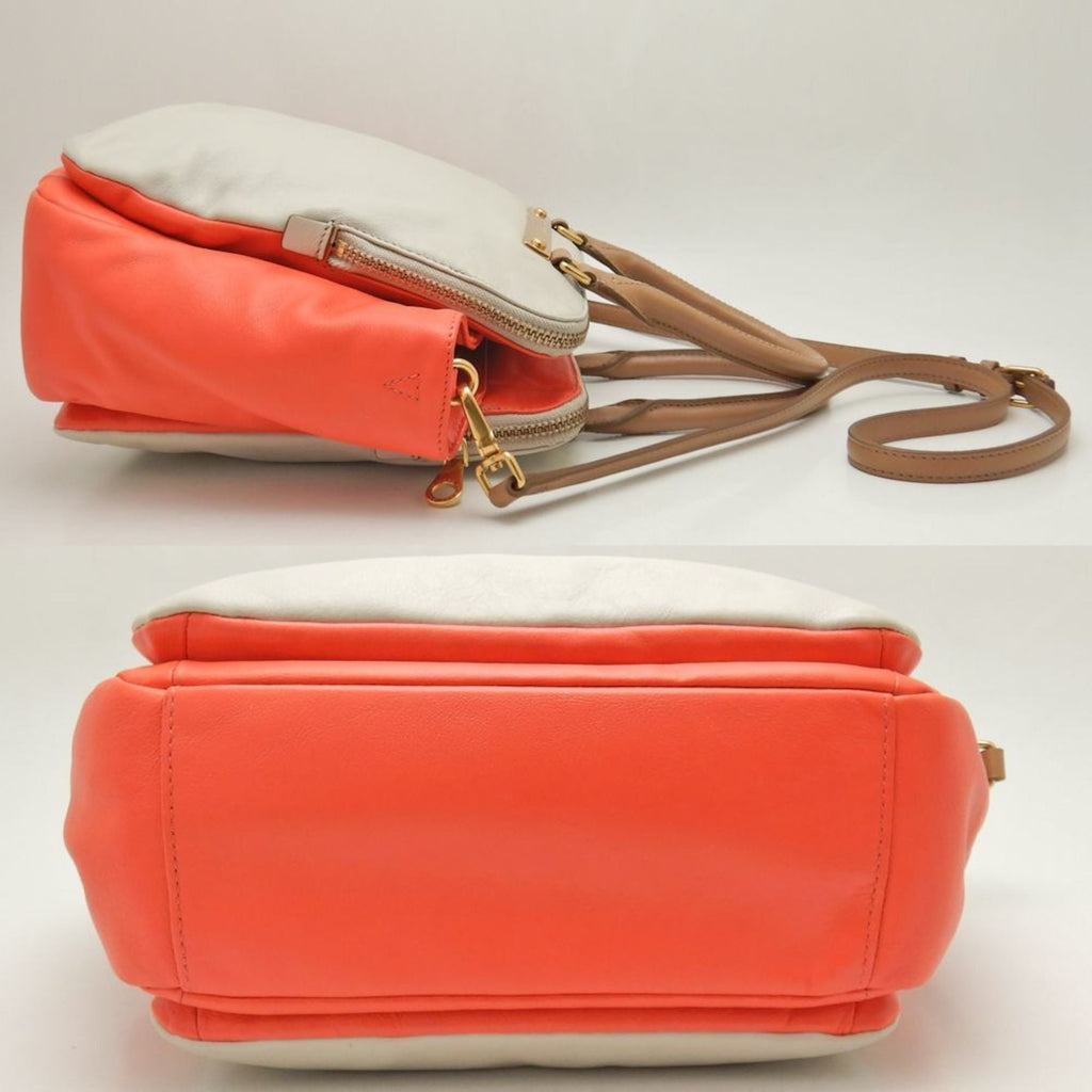 Pre-Owned    Handbag Leather Grey Orange 251616 (Good)