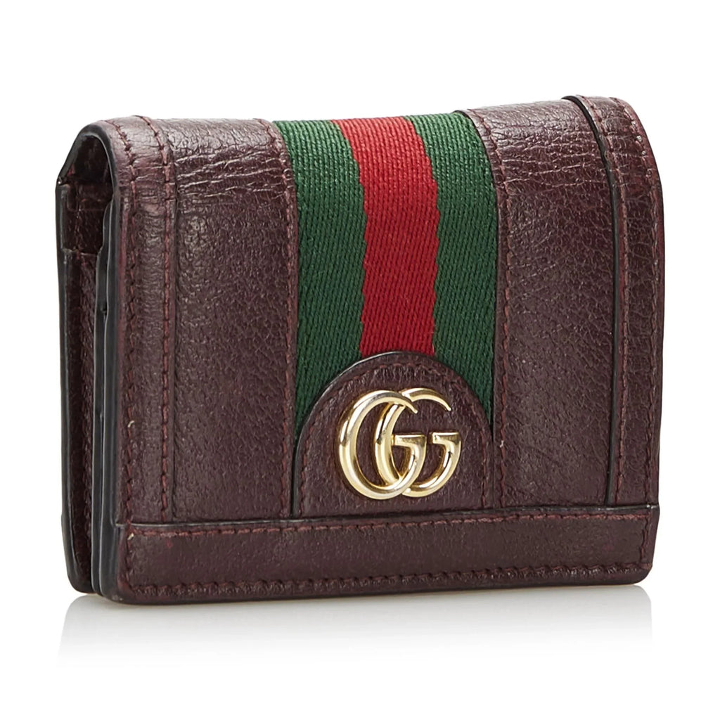 Pre-Owned Authenticated Gucci Ophidia Calf Leather Red Small Wallets Unisex (Good)
