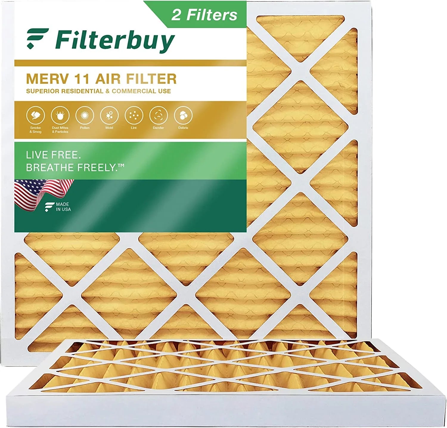 Filterbuy 20x20x2  11 Pleated   Furnace Air Filters (2-Pack)