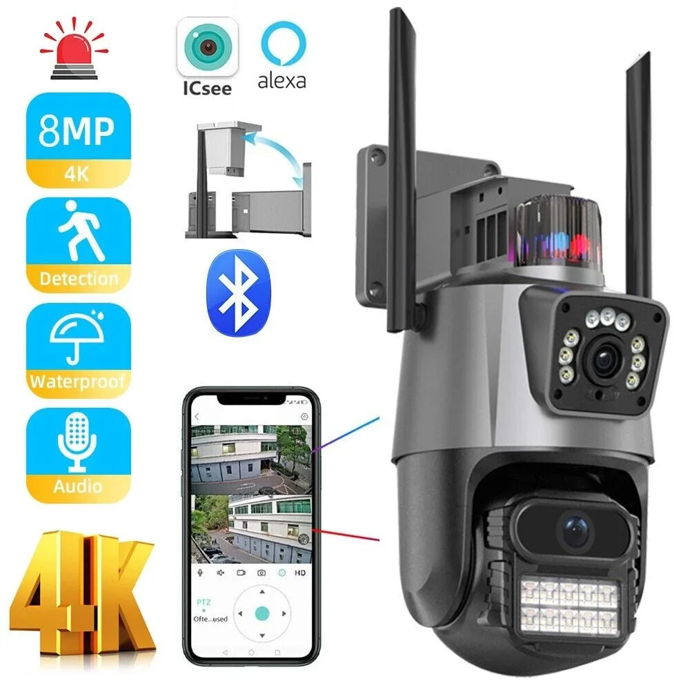 Outdoor Waterproof Camera Real-time Two-Way Audio Enhanced Dual Antenna  Card Slot 1080P