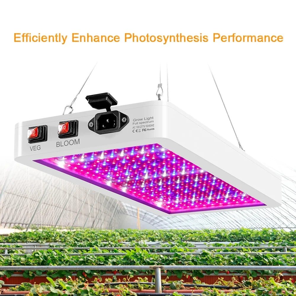2000W  Grow Light for Indoor Plants 312 LEDs Full Spectrum Veg and Bloom Dual Switch  Waterproof Hanging Plant Growing Lamps for Seedlings Flowers Greenhouse