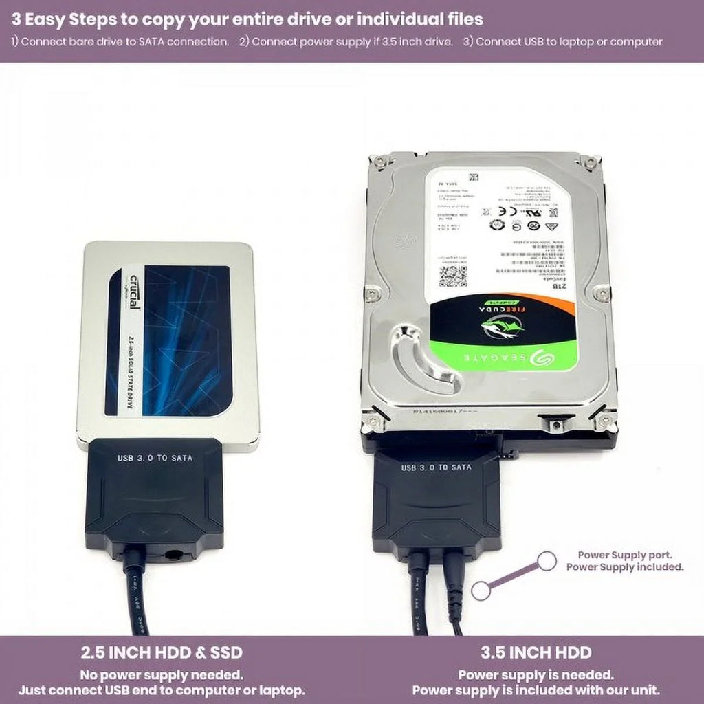 Fantom Drives  6TB Hard Drive Upgrade Kit with Seagate Barracuda  (3.5"), Fantom Drives  3. 0 to  Cable Converter, 12V Power Supply, and Fantom Drives Cloning Software Inside