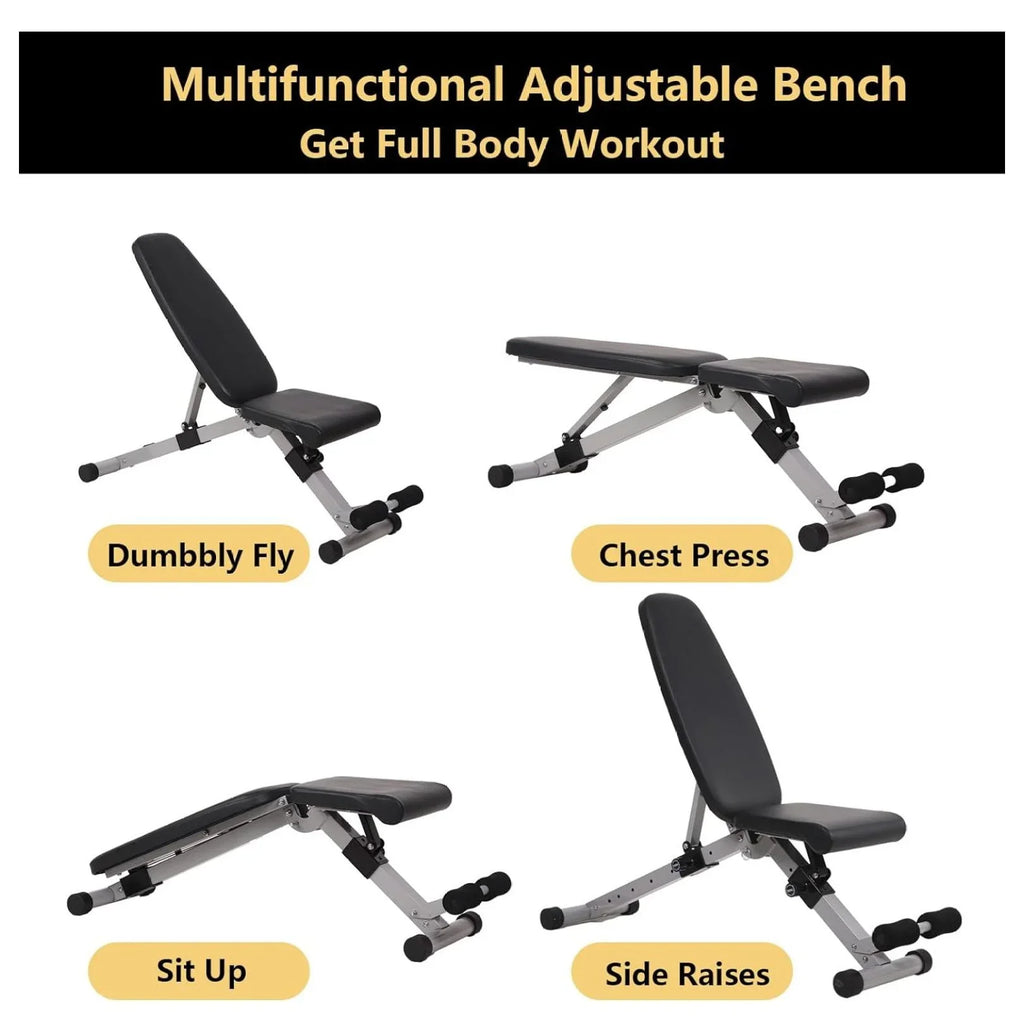 Adjustable Weight Bench Foldable Workout Bench Press for Full Body, Strength Training Decline Incline Bench for Home Gym