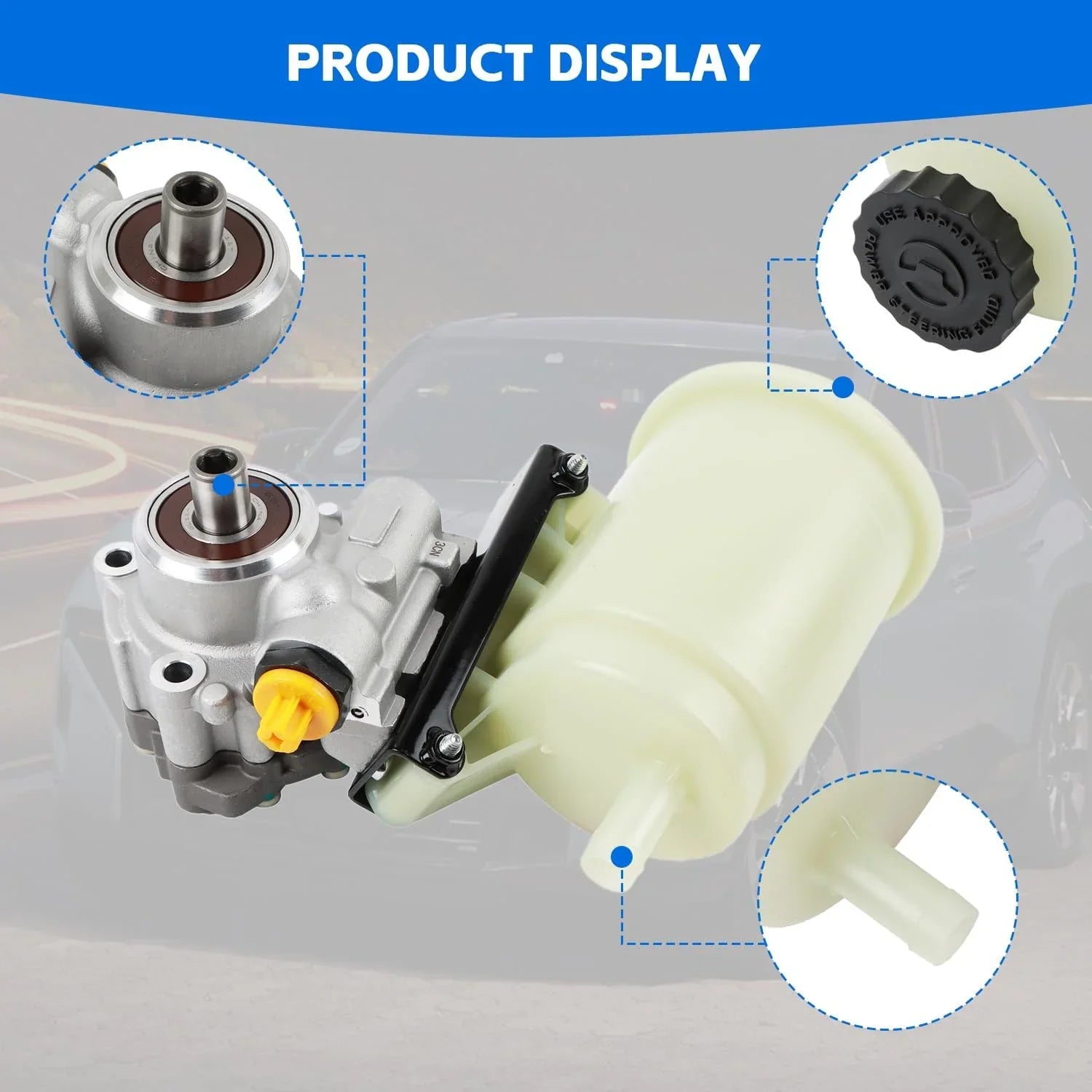 Power Steering Pump with Reservoir Compatible with 2003-2010 Dodge Ram 2500 3500, 2008-2009 Ram 4500 5500 Replacement Part  96-1008R, 961008R