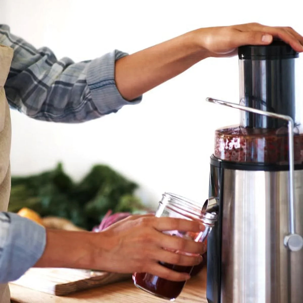 Megachef Wide-Mouth Juice Machine With Dual-Speed Centrifugal Juicer, Silver