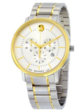 Movado Thin Classic Chronograph Silver Soleil Dial Two-tone Stainless Steel Mens Watch 0606887