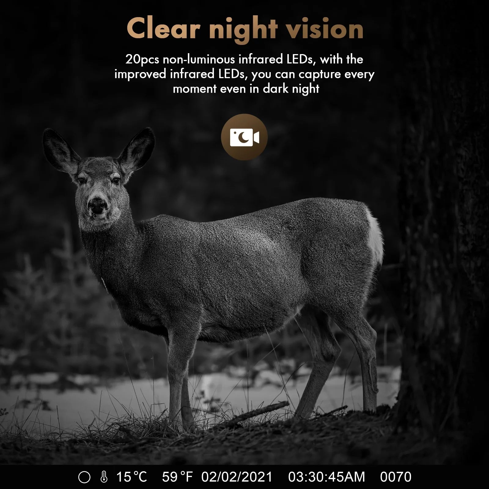 Solar Trail Camera 24MP 1080P Game Camera with 2500mAh Built-in Lithium Battery Rechargeable Night Vision Waterproof  Motion Activated 0.1s Trigger Speed 120°Wide Angle Hunting Cam