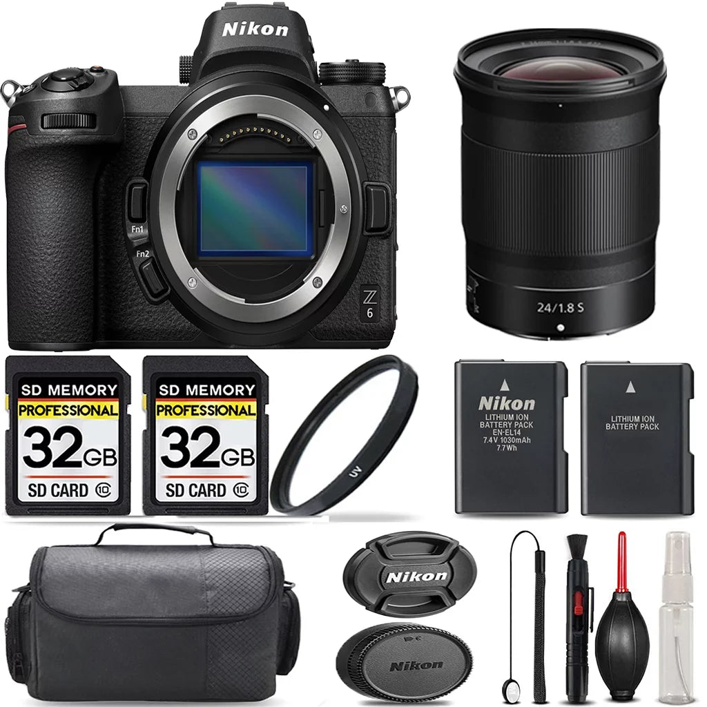 Nikon  Mirrorless with 24mm f/1.8  Lens + 64GB Storage +  Filter + Extra Backup Battery + Case + Cleaning Kit - International Version