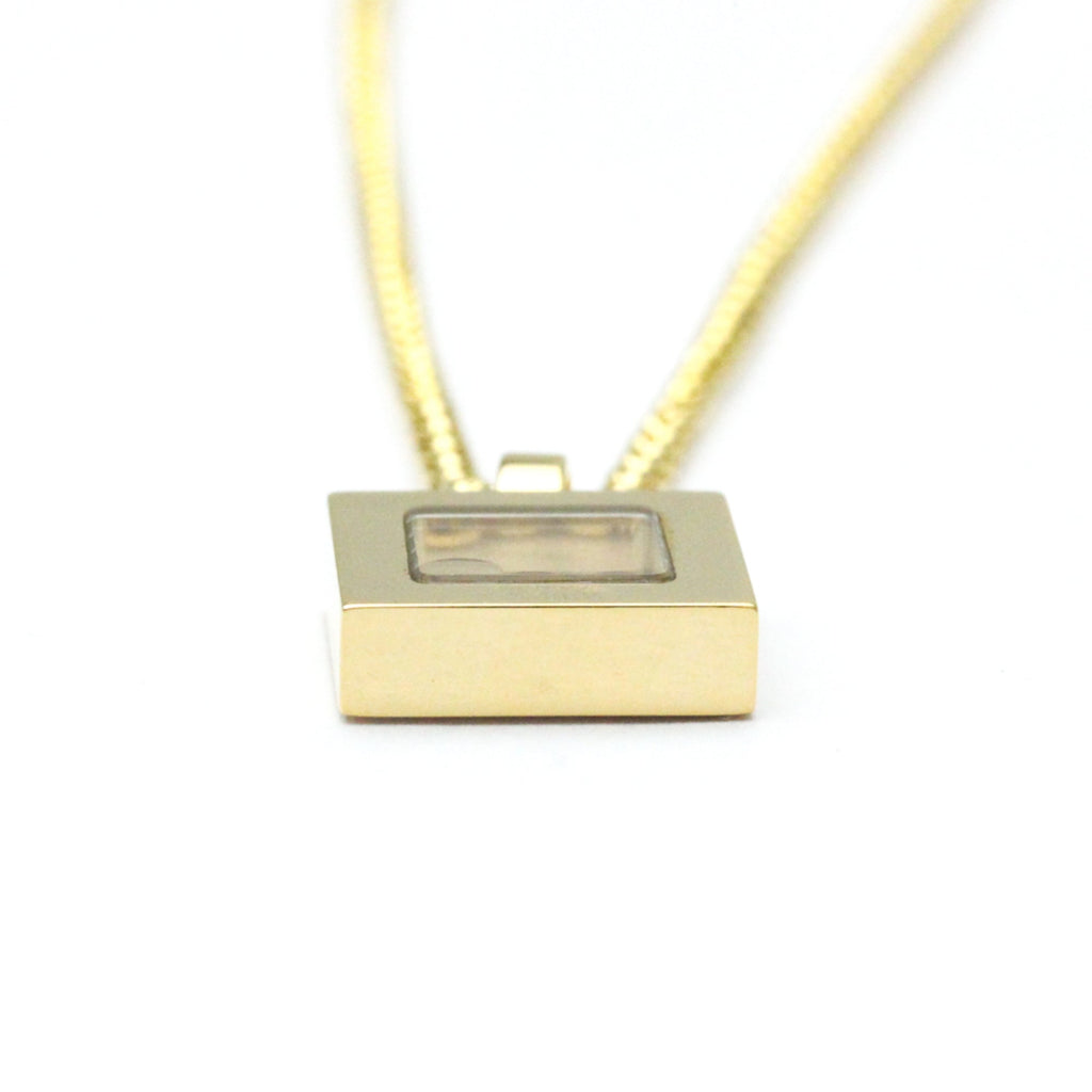 Pre-Owned Chopard Happy Diamonds Square Necklace 79/3210 Yellow Gold (18K) Diamond Men,Women Fashion Pendant Necklace (Gold) (Good)