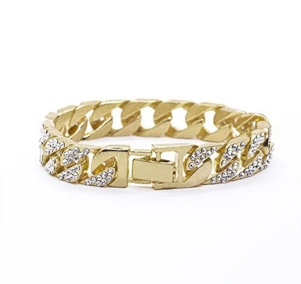 Big Rocks Fully Iced Out Diamond Mens Watch w/Easy Read Date & Day - Designer Hip Hop Blinged Out Timepiece -  (- Gold -)