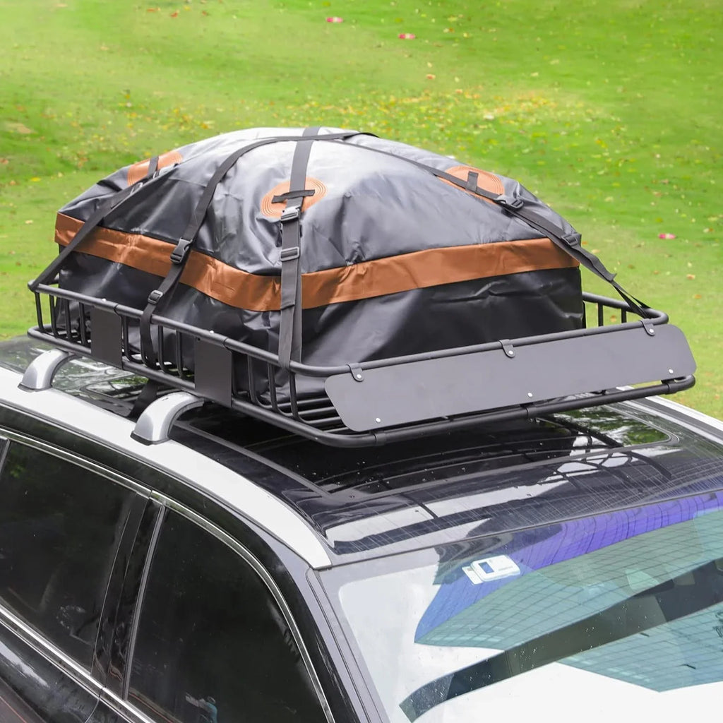 Eyoloty 54" x 34" Heavy Duty Roof Rack, Rooftop Cargo Carrier Basket with Waterproof Bag, Tie Down Strap, Net, Rack Extension and Car Top Luggage Holder for , 150lb Capacity, Steel Construction