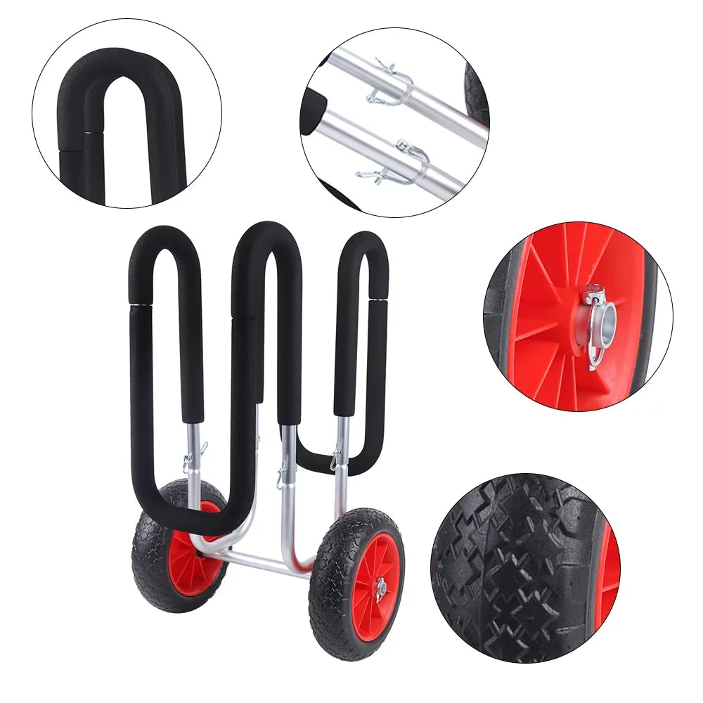 Portable Surfboard Beach Carrier Cart, Double  Airless Cart Beach Trailer, Aviation Aluminum Solid  Wheel Stand-Up Paddle Board Veneer Cart