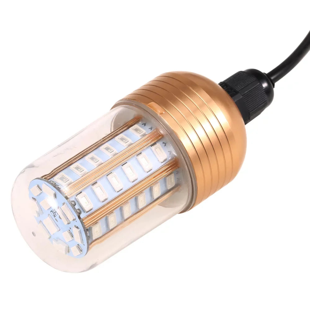 Carevas -60V 30W 60 LEDs Underwater Night Fishing Submersible Lamp Bait Squid Fish Attracting Fish Finder with Cord