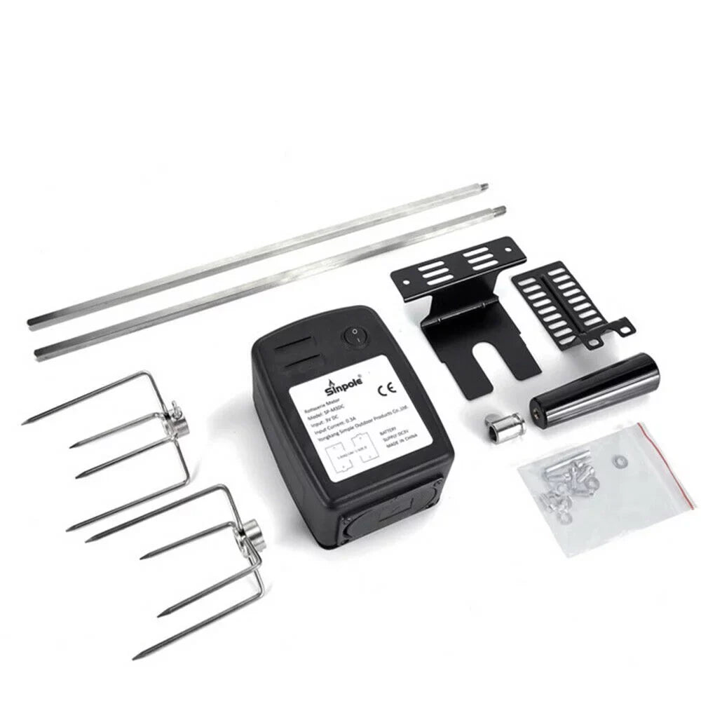 Electric Rotisserie  Grill Roaster Spit Rod Outdoor Barbecue Motor Kit Stainless Steel