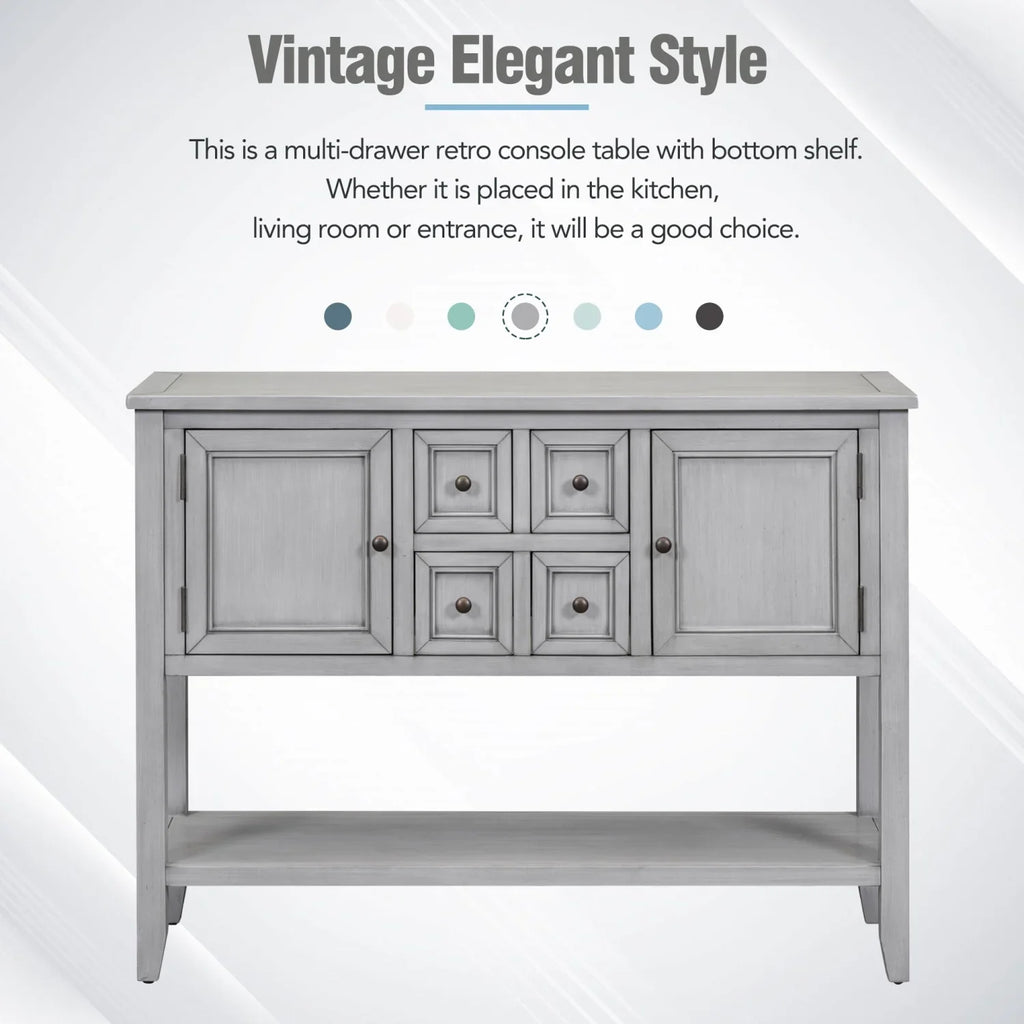 Cambridge Series Ample Storage Vintage Console Table with Four Small Drawers and Bottom Shelf for Living Rooms  Entrances and Kitchens (Espresso     )