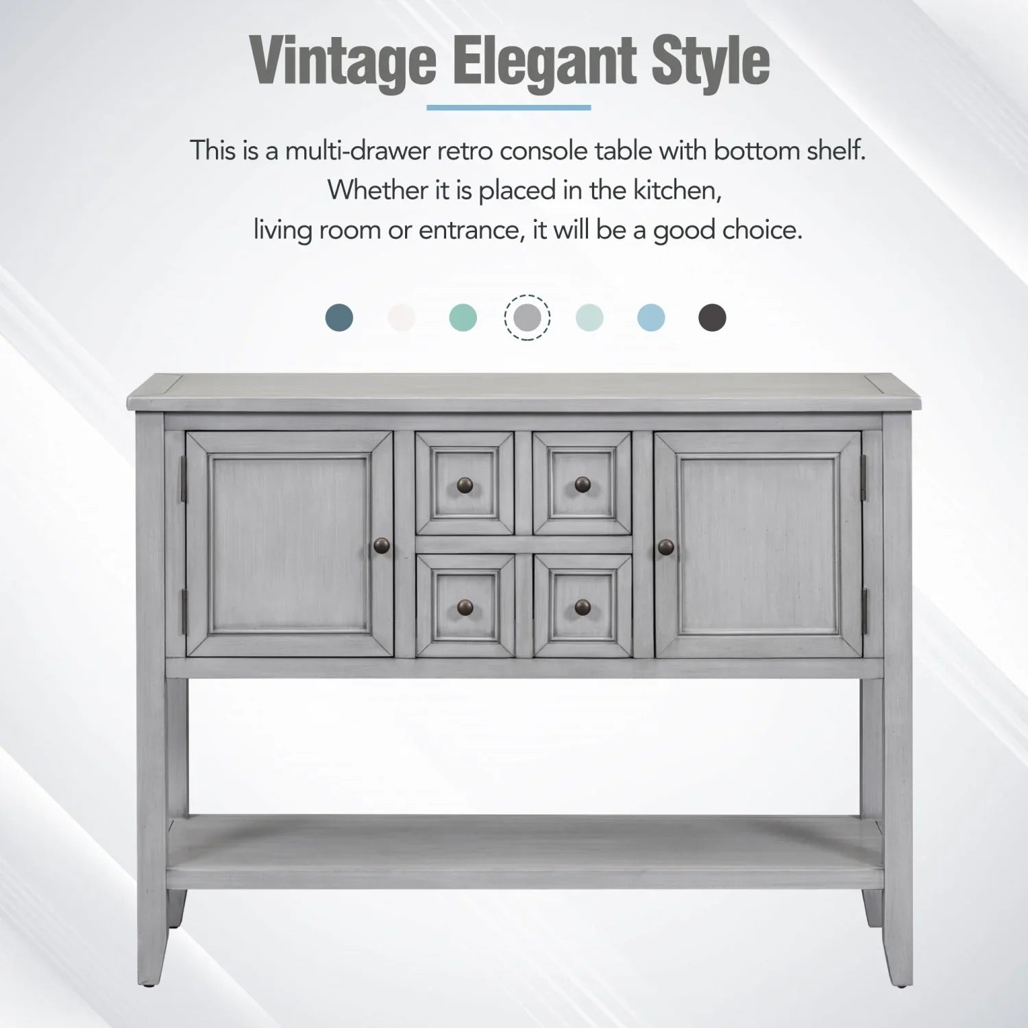 Cambridge Series Ample Storage Vintage Console Table with Four Small Drawers and Bottom Shelf for Living Rooms  Entrances and Kitchens (Espresso     )