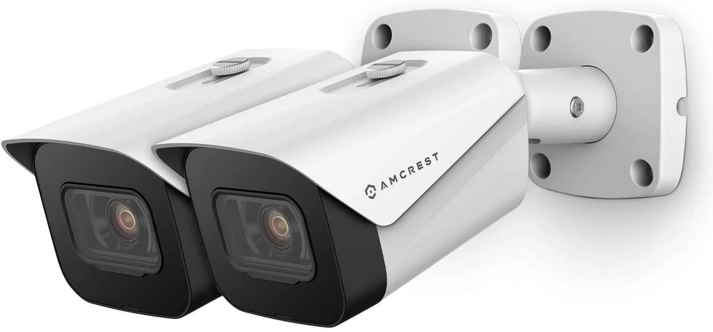 2-Pack Amcrest UltraHD 4K (8MP) Bullet   Camera, 3840x2160, 131ft NightVision, 2.8mm Lens,  Weatherproof, MicroSD Recording, White (2PACK--2496EW)