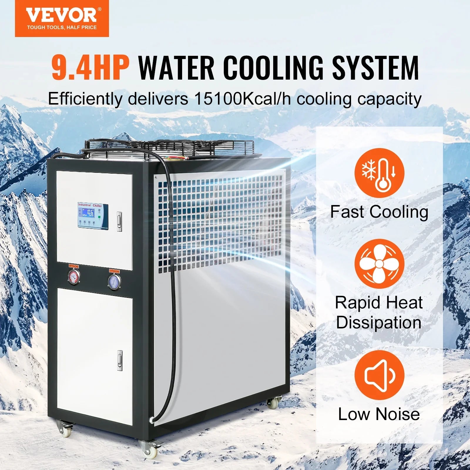 Air-cooled Industrial Water Chiller 9.4HP 16 Gal 60L for Cooling Water