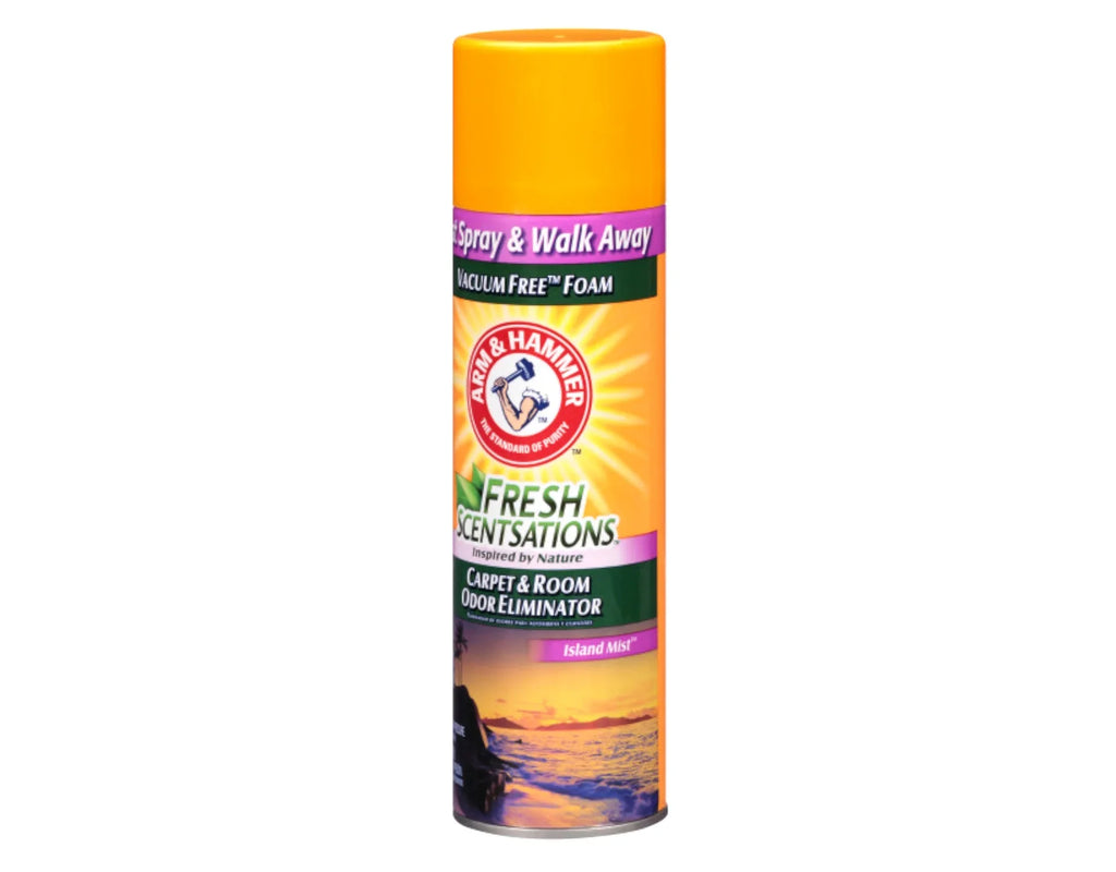 Arm & Hammer Fresh Scentsations Carpet & Room Odor Eliminator Vacuum Free Foam, Island Mist Scent, 15 Ounce - 5 Pack
