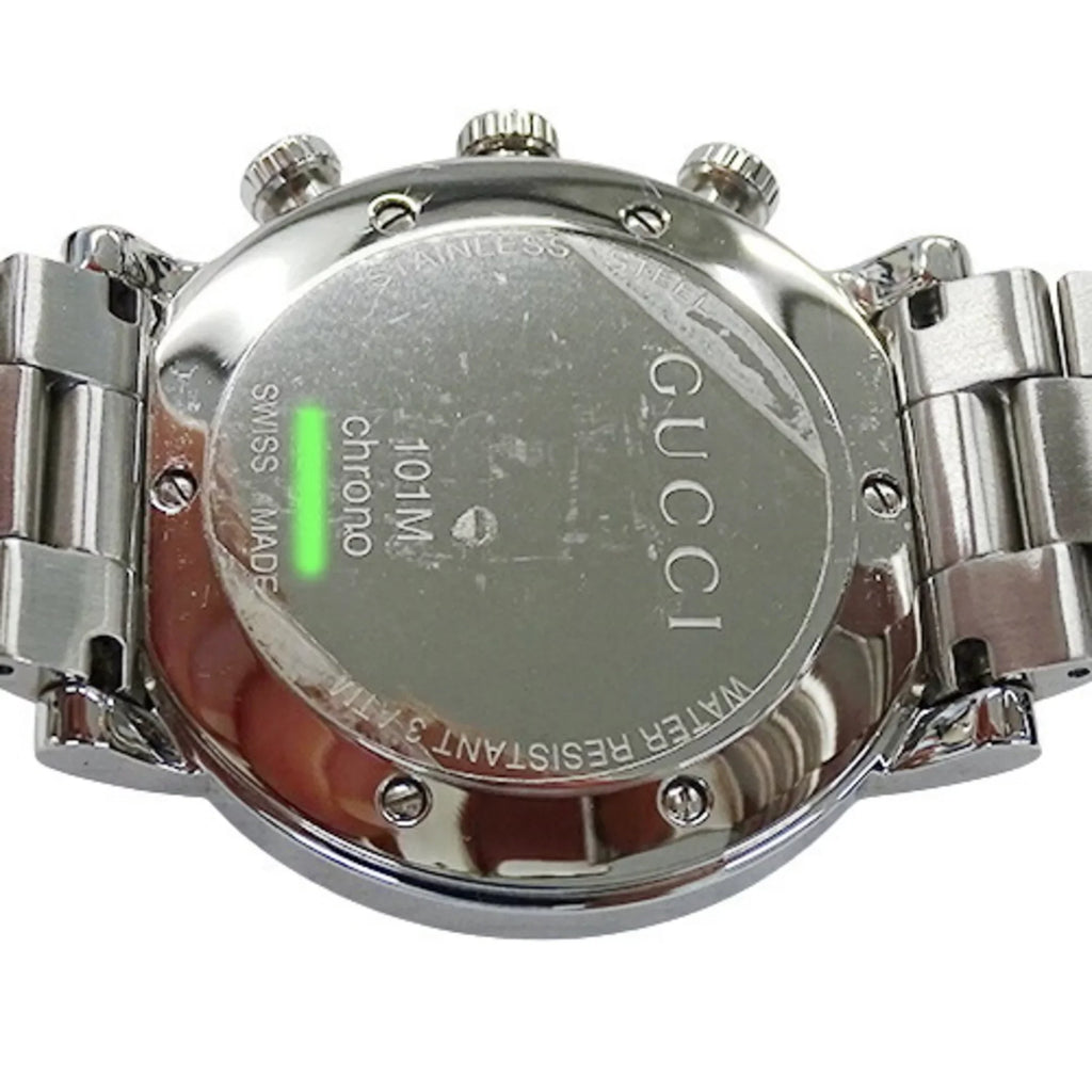 Used Gucci  watch men's  chrono date quartz stainless steel  101M  silver black