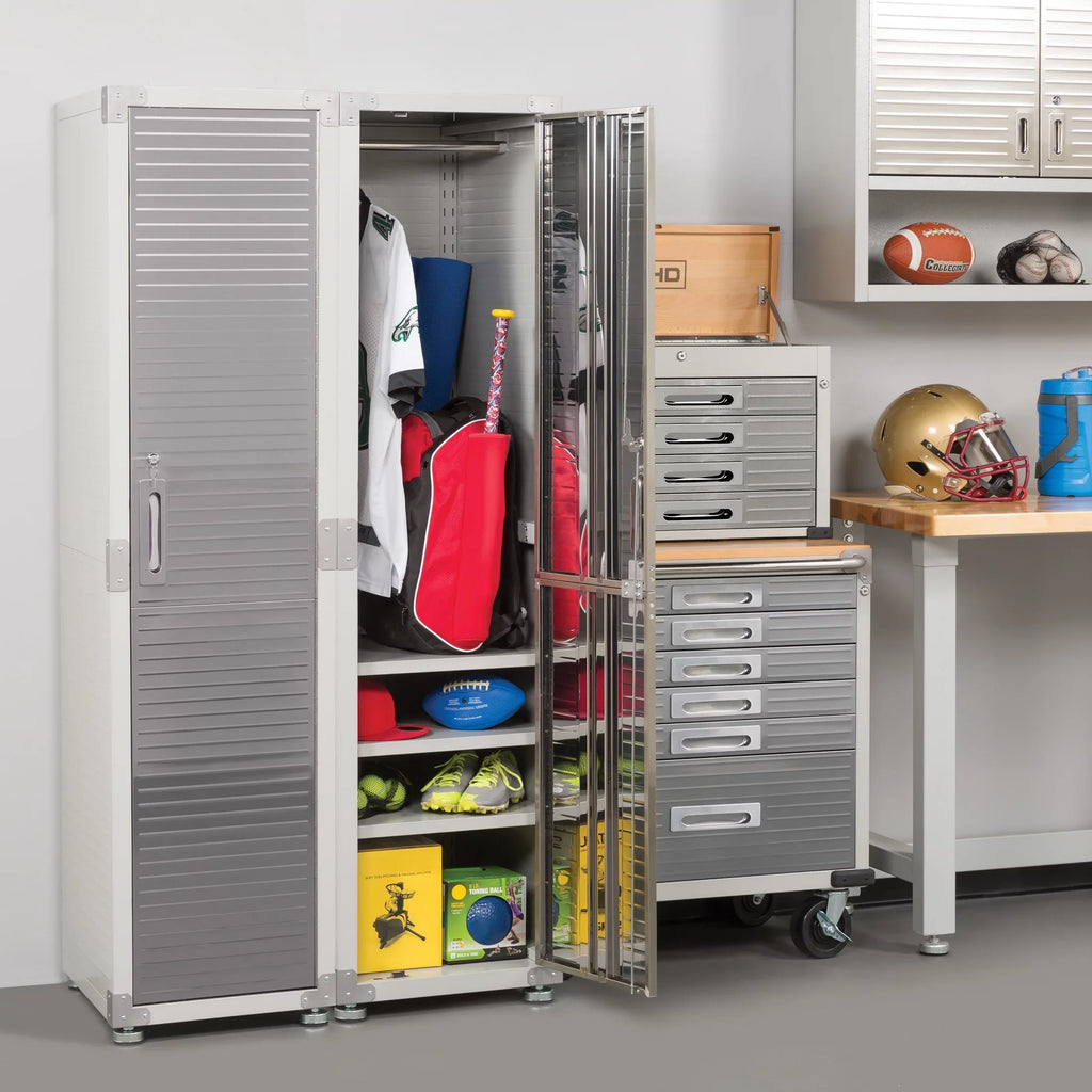 Seville Classics UltraHD Locker Storage Cabinet, 18"  x 24"  x 72" , Granite Gray