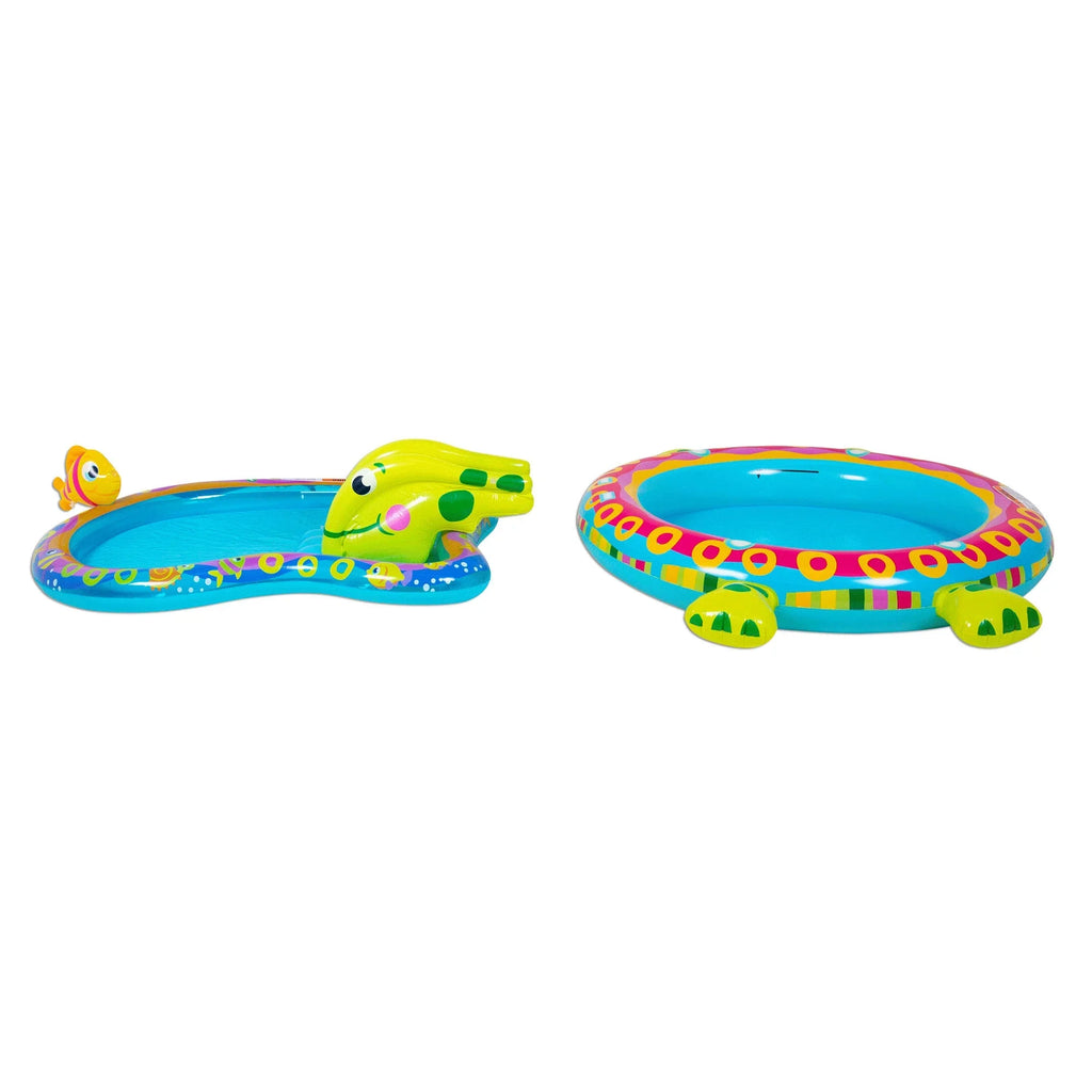 Banzai Shade ' Slide Turtle Inflatable Kiddie Splash Pool with Sprinkler