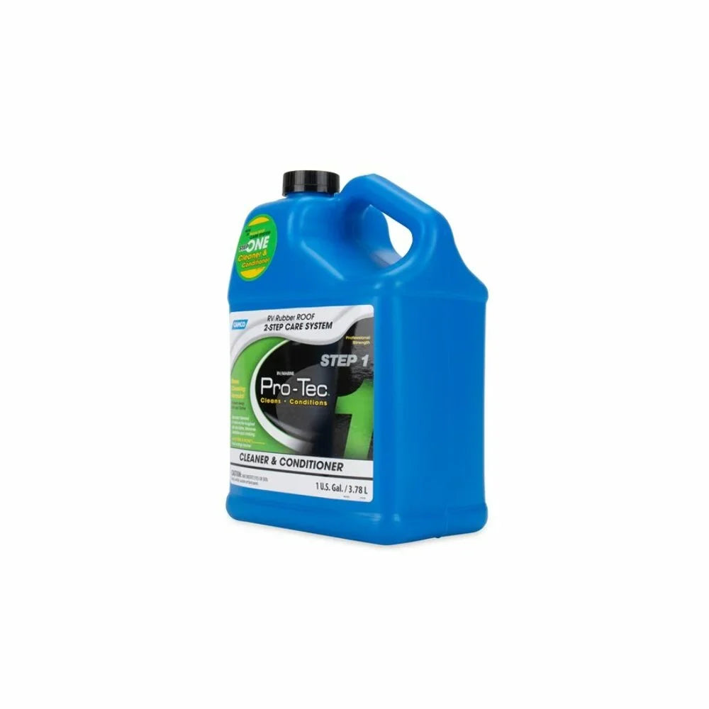 Camco Pro-Tec Camper/ Rubber Roof Care System | Two Step Treatment Rids Dirt/Grime & Reduces Roof Chalking | Extends the Life of  & Trailer Rubber Roofs - 2 Gallons (41453)