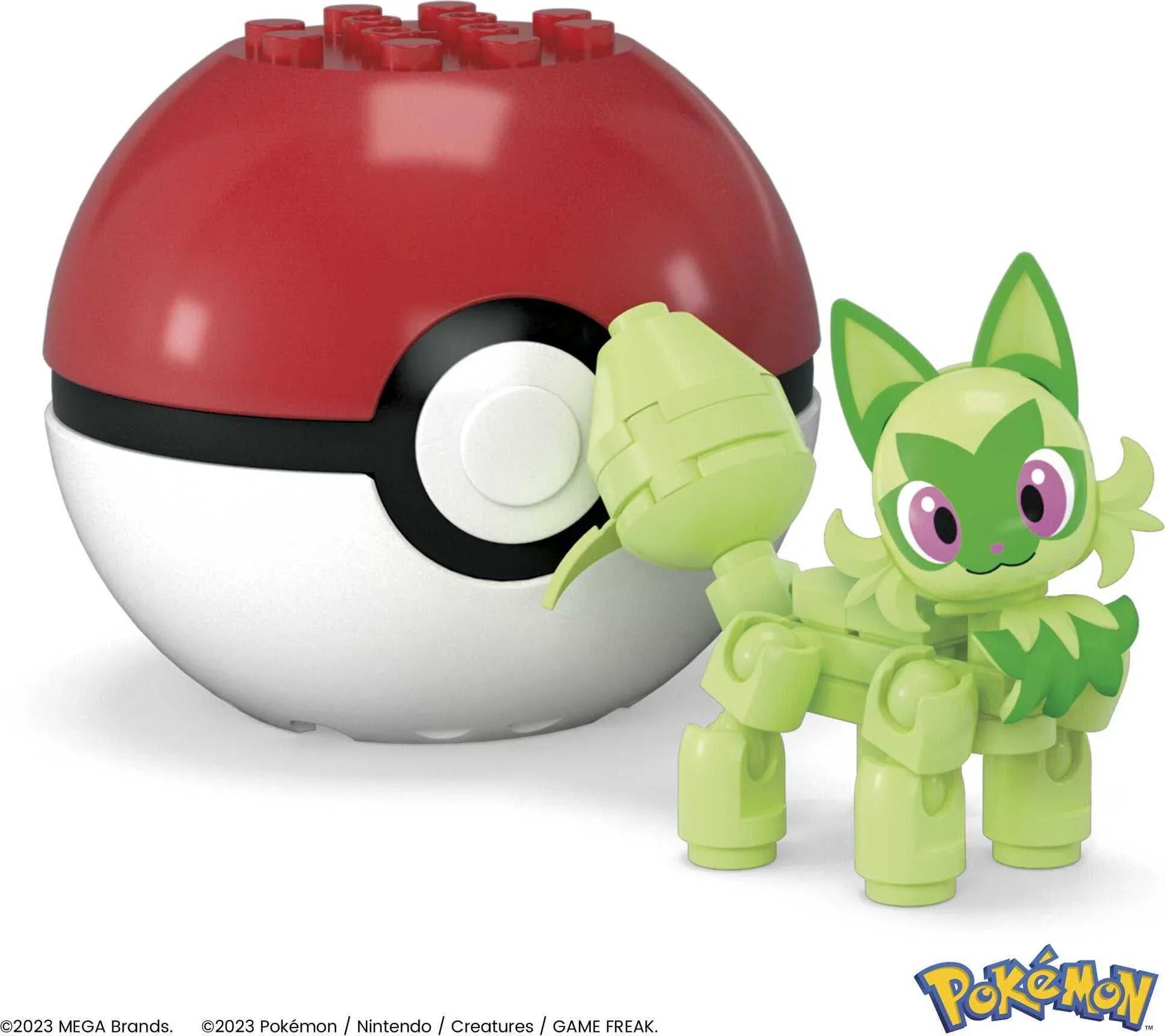 Pokemon Sprigatito Building Toy Kit, Poseable Action Figure with Poke Ball (27 Pieces) for Kids