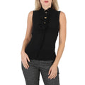 Moschino Ladies Black Ruffle-Trim Silk Sleeveless Shirt, Brand Size 38 ( Size 4)