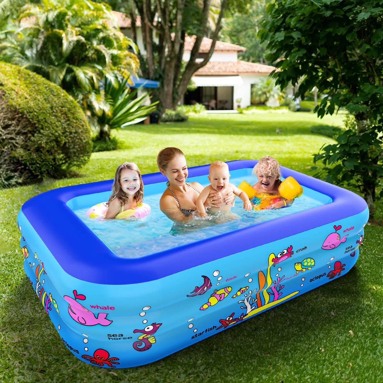 Inflatable Pool 83 * 57 * 26 inch, 3-Story Large Children's Family Lounge Swimming Pool