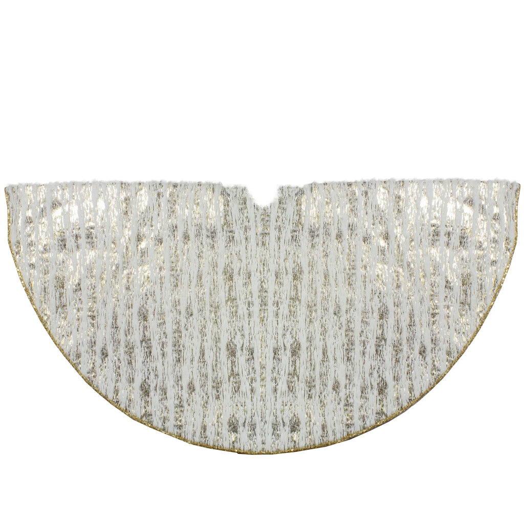 Northlight 48" Cream and Gold Wood Grain Pattern and Faux Fur Christmas Tree Skirt