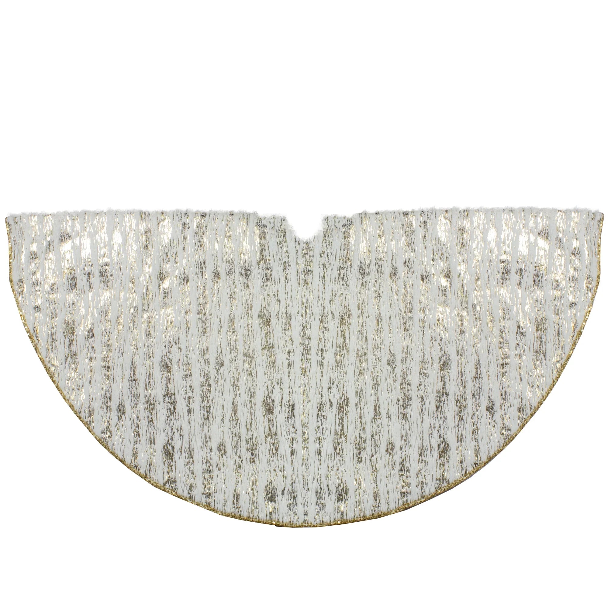 Northlight 48" Cream and Gold Wood Grain Pattern and Faux Fur Christmas Tree Skirt
