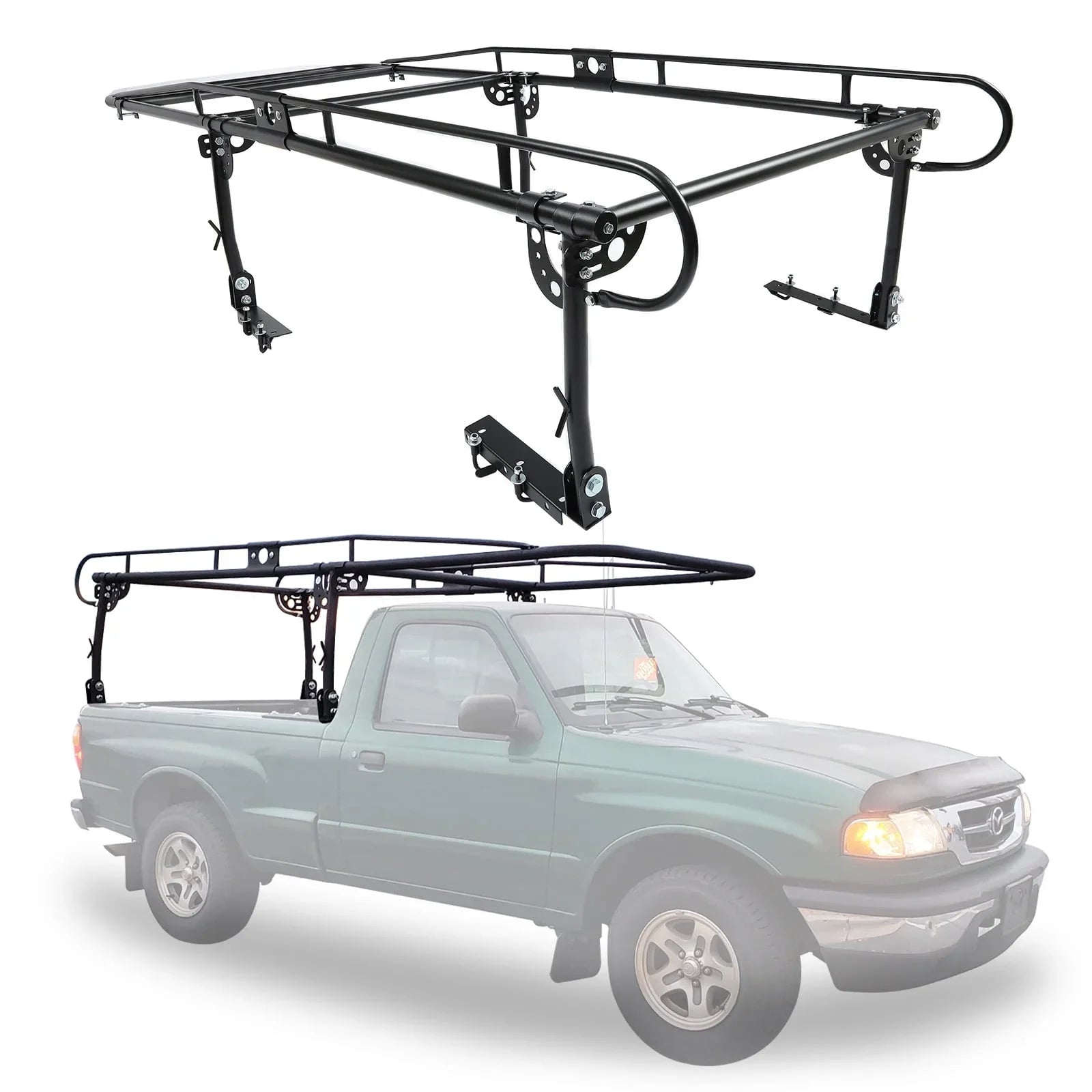 60" Over-Cab Truck Rack 1000 Lbs Adjustable Truck Ladder Rack Pickup Lumber Utility Kayak Rack Full Size