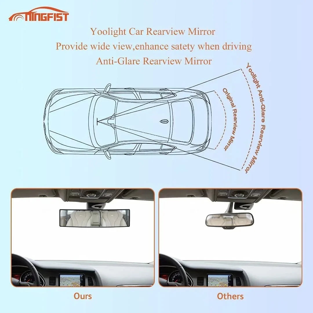 Rear view Mirror Rearview Mirror Wide Angle Broadway Panoramic Anti Glare Mirror Blindspot Accessories Universal Interior Car Convex Mirror for Car  Trucks.