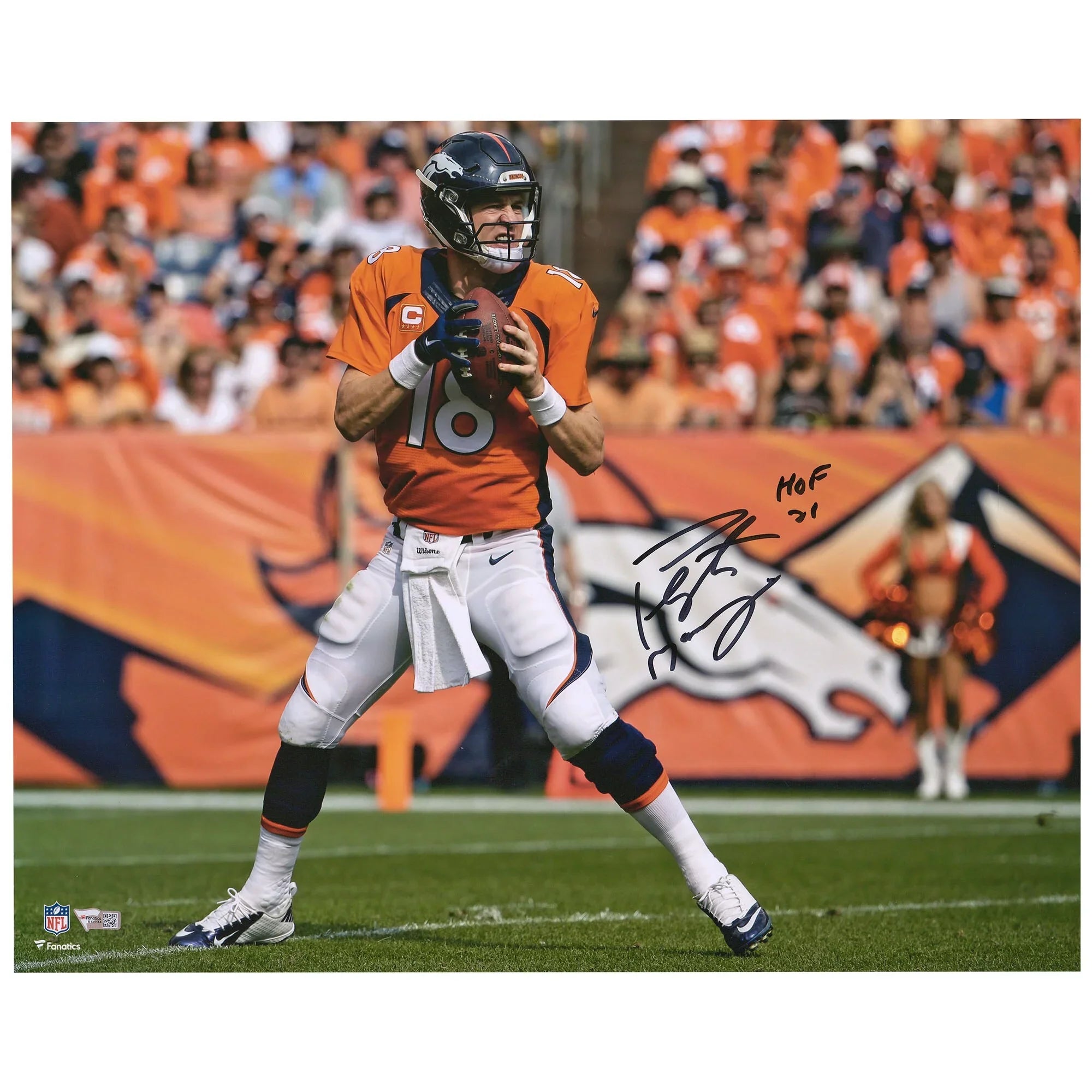 Peyton Manning Denver Broncos Autographed 16" x 20" Action Photograph with " 21" Inscription - Fanatics Authentic Certified