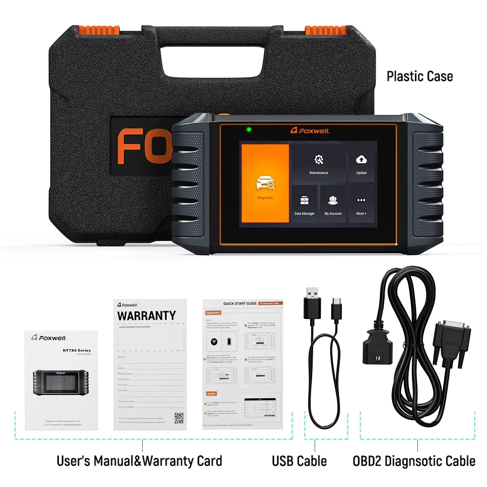 Foxwell   Scanner All Systems Diagnostic Tool  Bleeding  Calibration Oil  Throttle Reset 12 Maintainence Services Car Code Reader Free Update with a 5.5inch Touchscreen