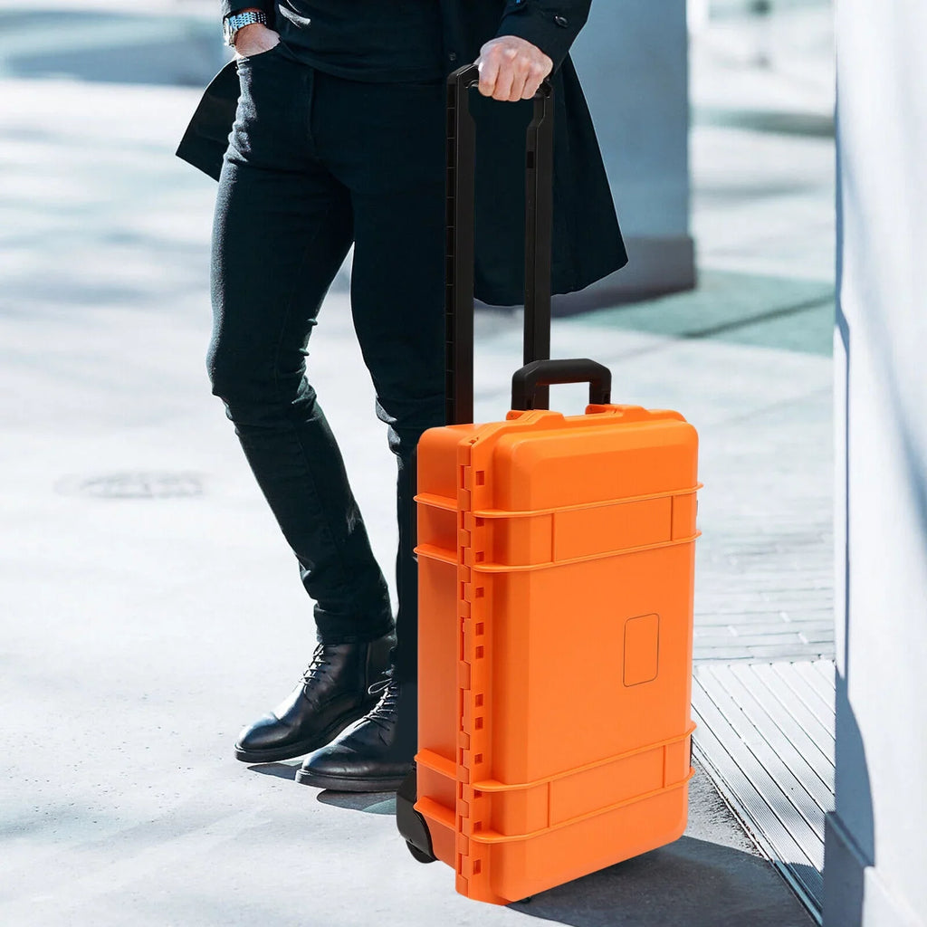 Miumaeov Hard Case with Foam Camera Case 22" Portable Foam Case  Waterproof Box Protective Digital Camera Case Portable Tool Box with Wheels and Retractable Pull Handle