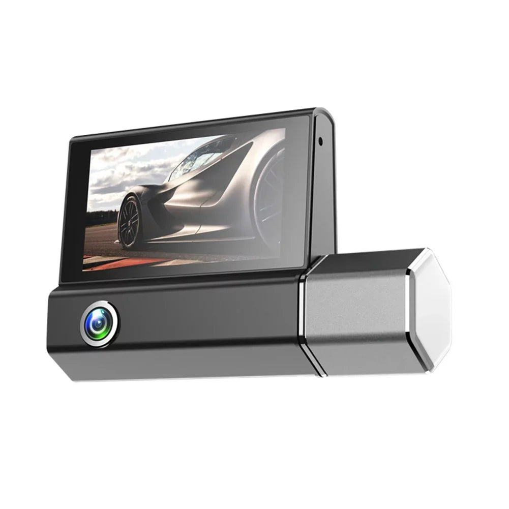 Car  Dash Cam Front And Inside And Rear Camera Video Recorder Dual Lens