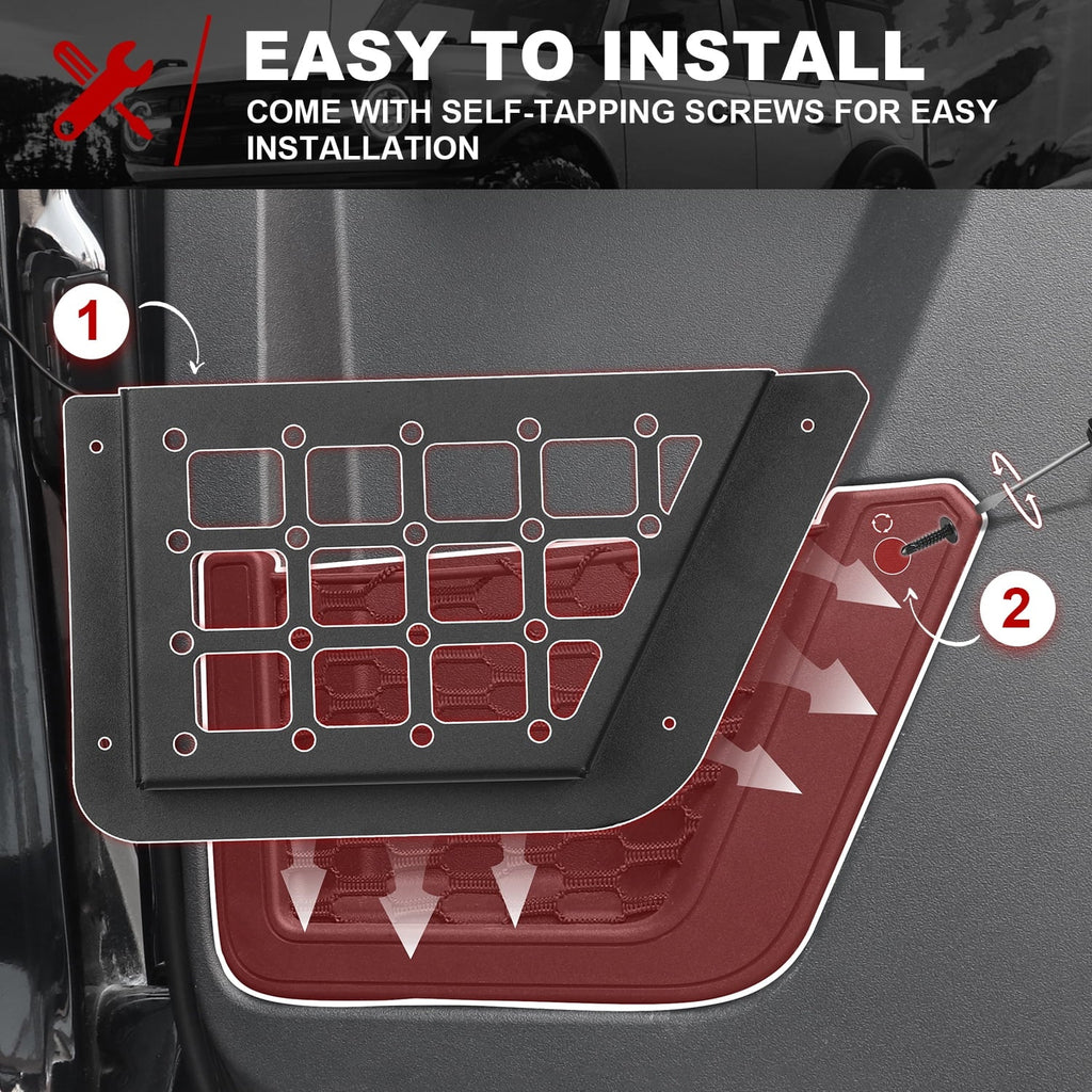2Pcs Rear Door Storage Pocket Side Organizer Box Compatible with for Ford Bronco Accessories