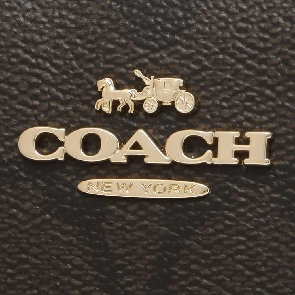 Coach Women's Snap Wallet In Signature Canvas (Brown / Black)